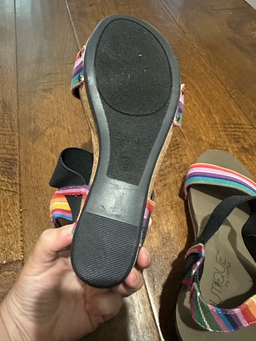 Boutique by Corkys Women's Rum Strappy Rainbow Studded Open Toe Wedge sandals - Picture 7 of 7